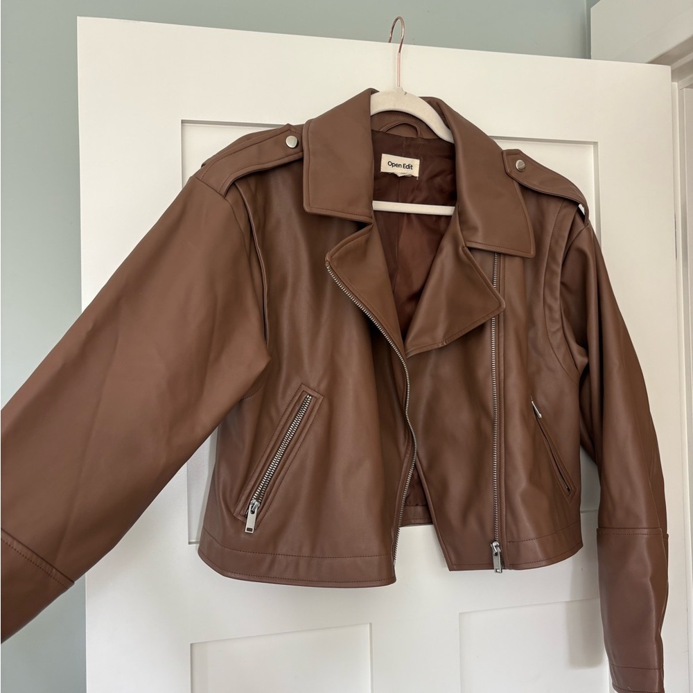 Open Edit Vegan Leather Jacket Sz SM - Picture 5 of 7